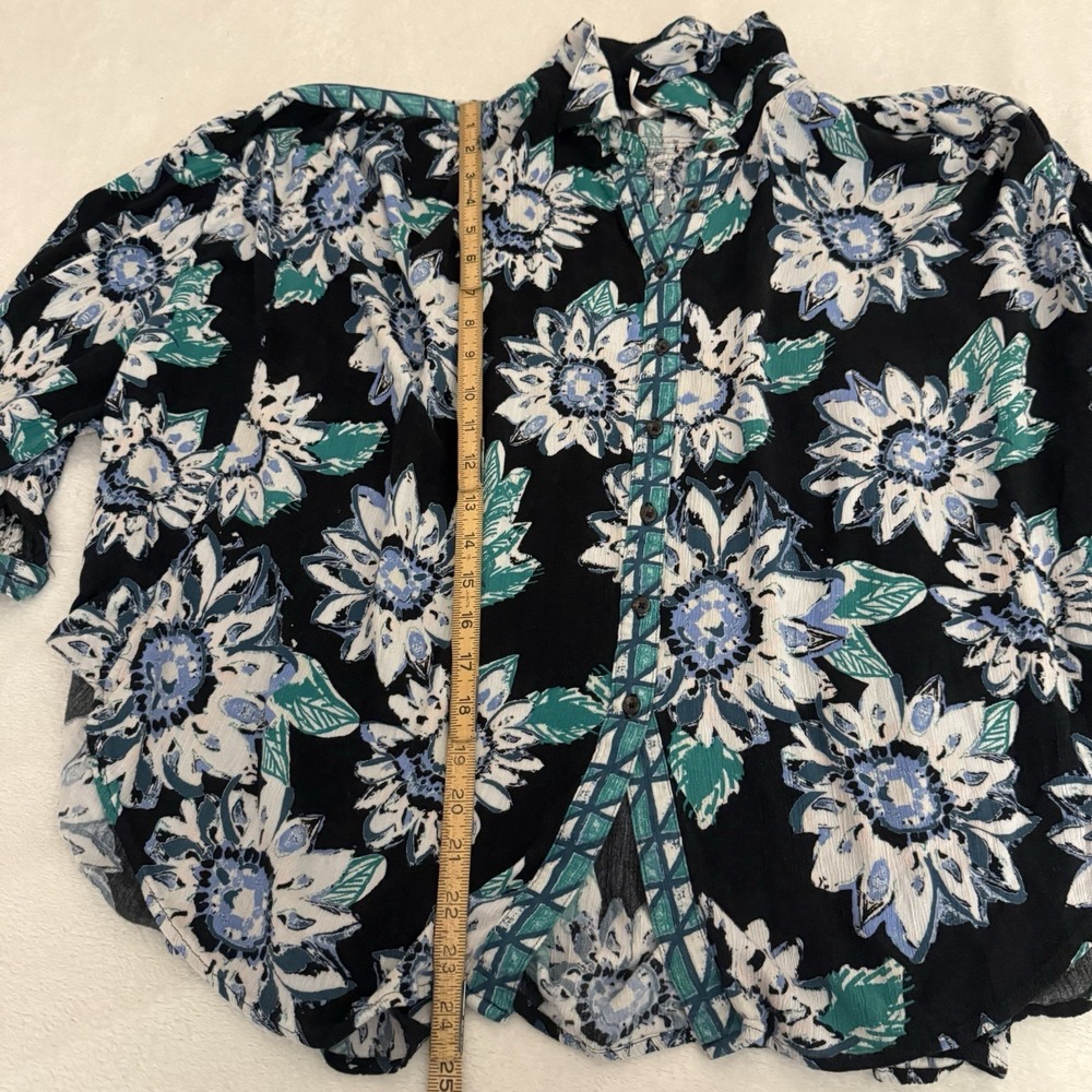 Free People Womens Good Vibrations Sunflower Print Boho Oversized Top Size Small - Picture 12 of 14